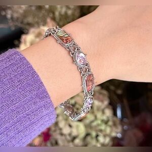 Cookie Lee Abalone Shell Rhinestone Bracelet